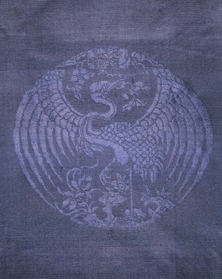 图片[4]-Stone Blue Tuan Crane Dark Flower Silk Regular Coat-China Archive